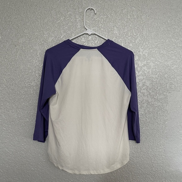 Eddie Bauer Purple and Cream Raglan Long Sleeve Tee - Picture 2 of 3